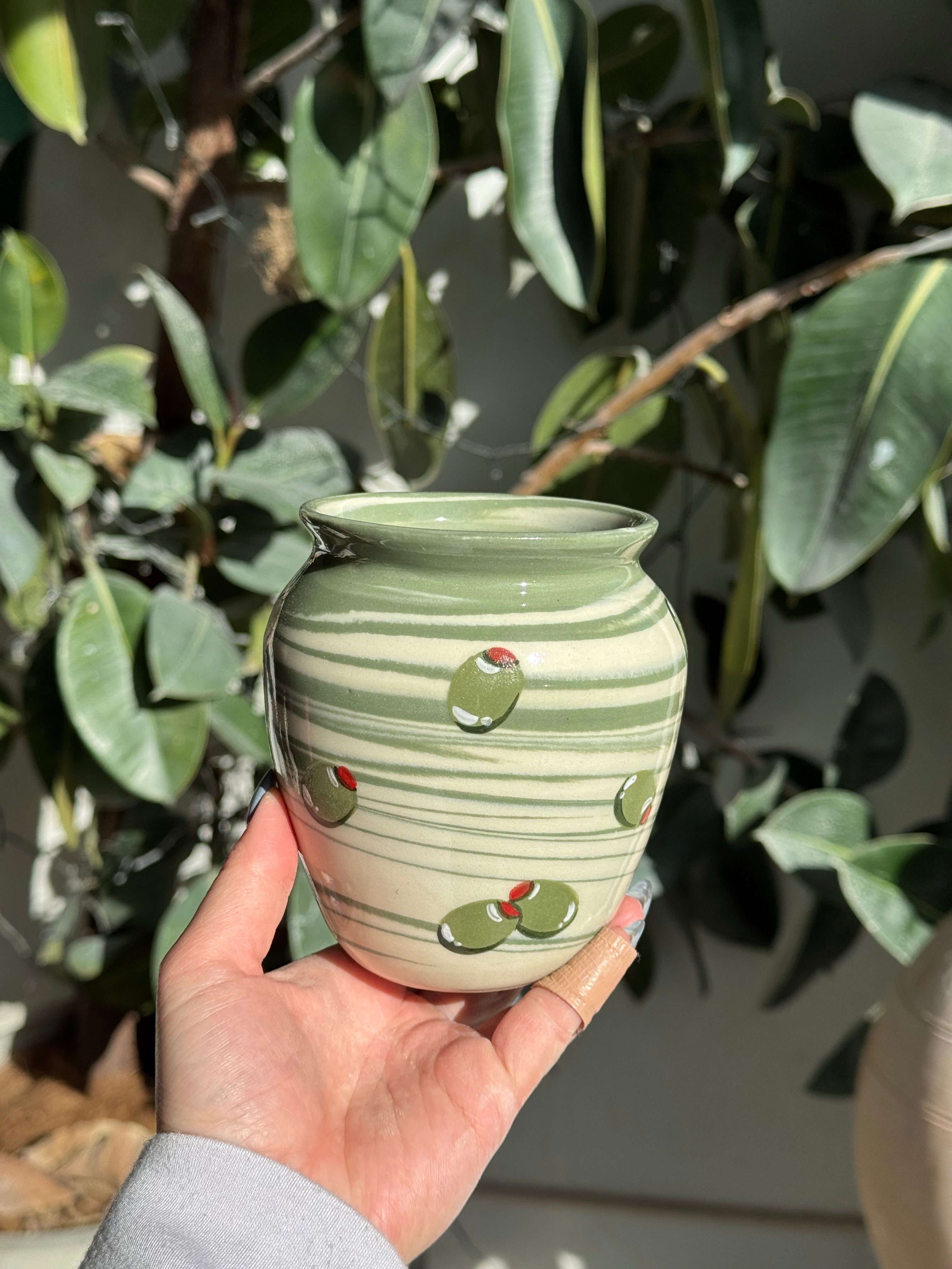 Olive Swirl Vase