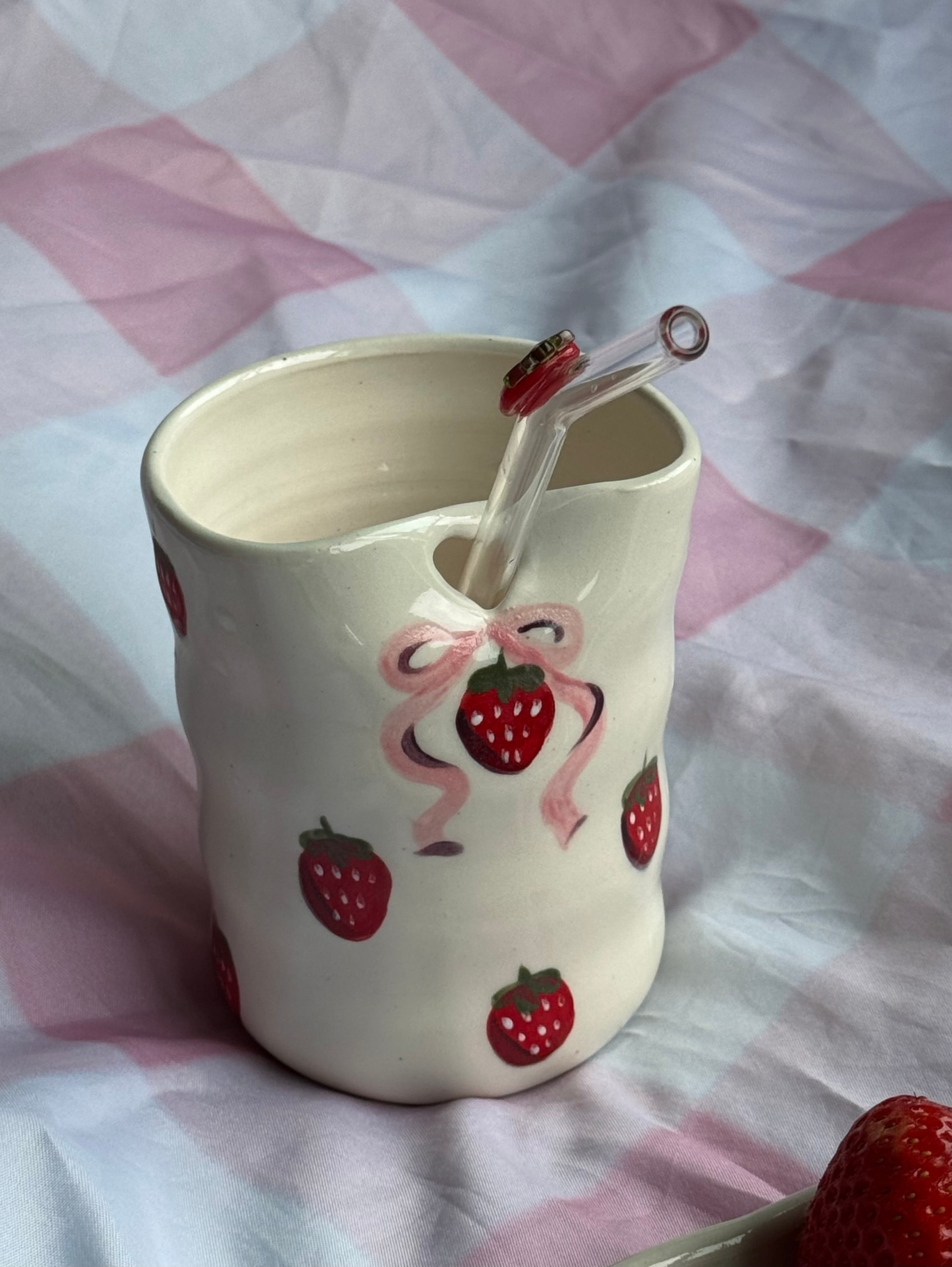 Strawberry Sippy Cup with Straw
