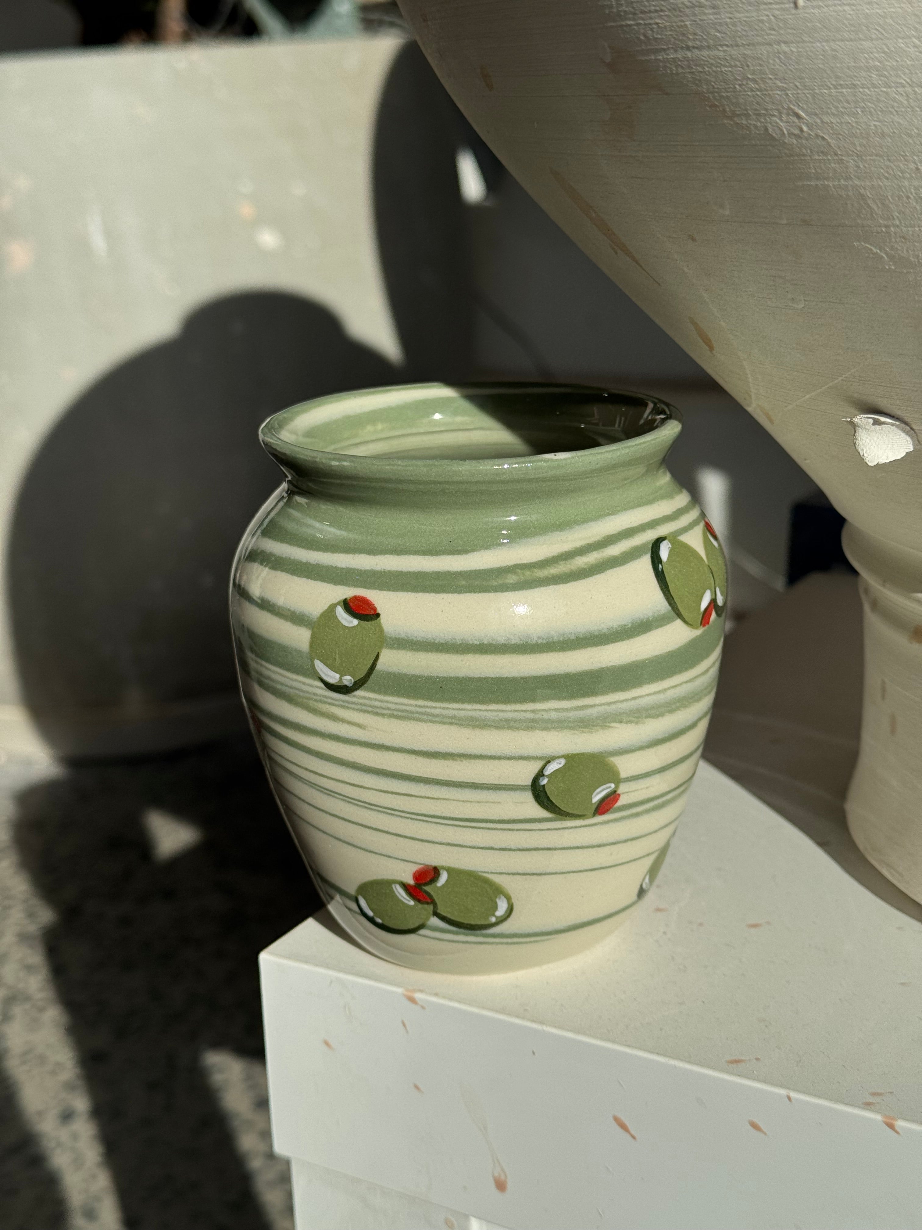 Olive Swirl Vase