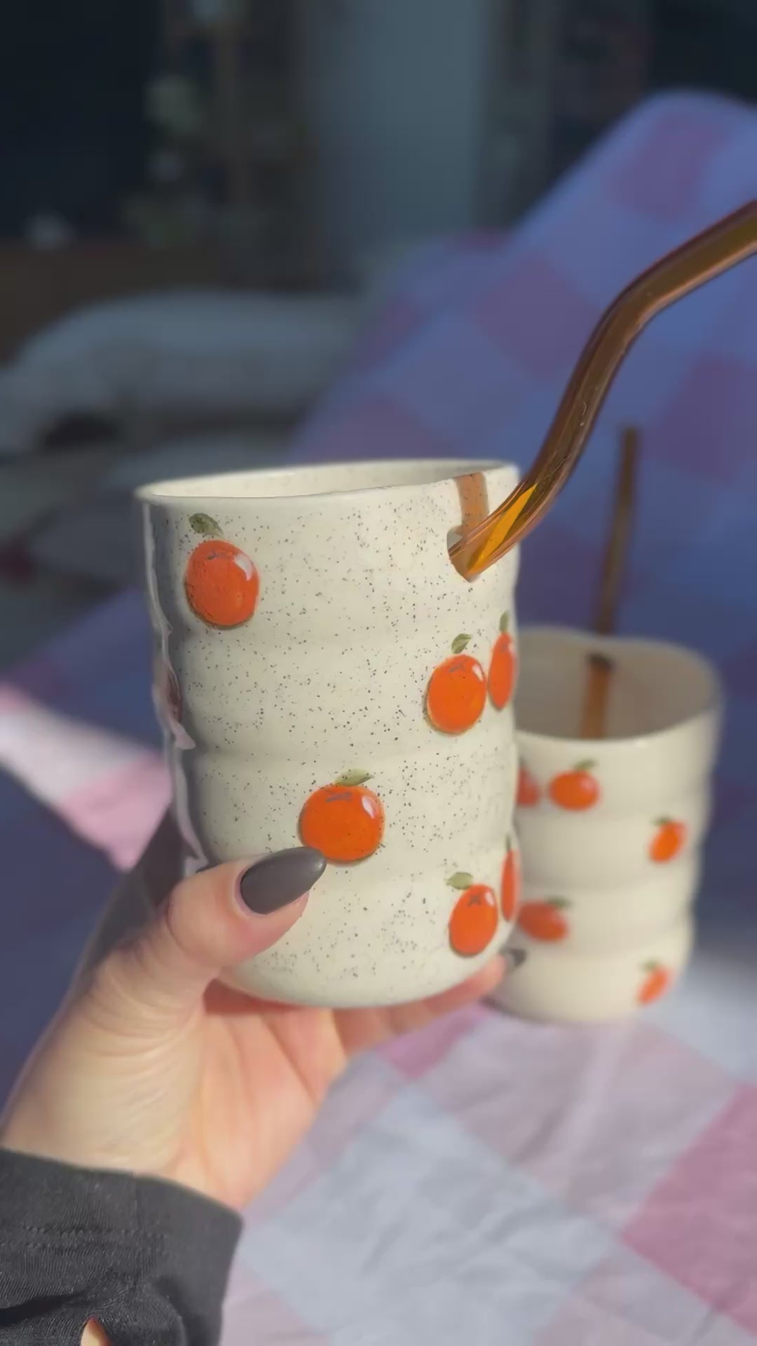 Load video: Orange Sippy Cup with Straw
