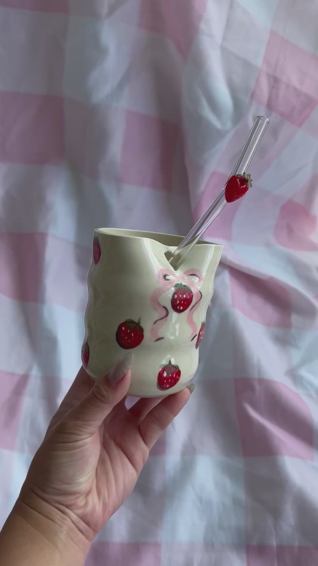 Load video: Strawberry Sippy Cup with Straw